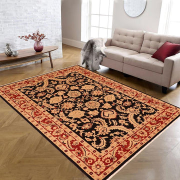 handmade Traditional Kafkaz Chobi Ziegler Black Red Hand Knotted RECTANGLE 100% WOOL area rug 6 x 9